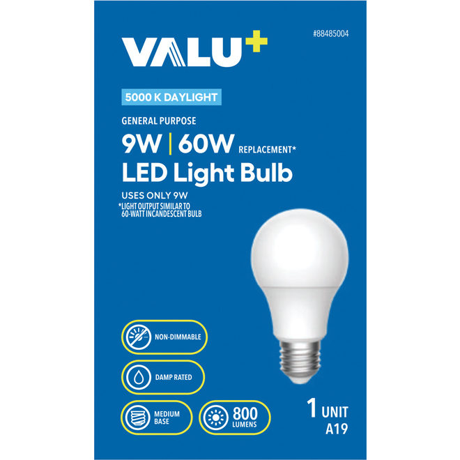 VALU+ 60-W LED A19 Bulb with Medium Base - Daylight