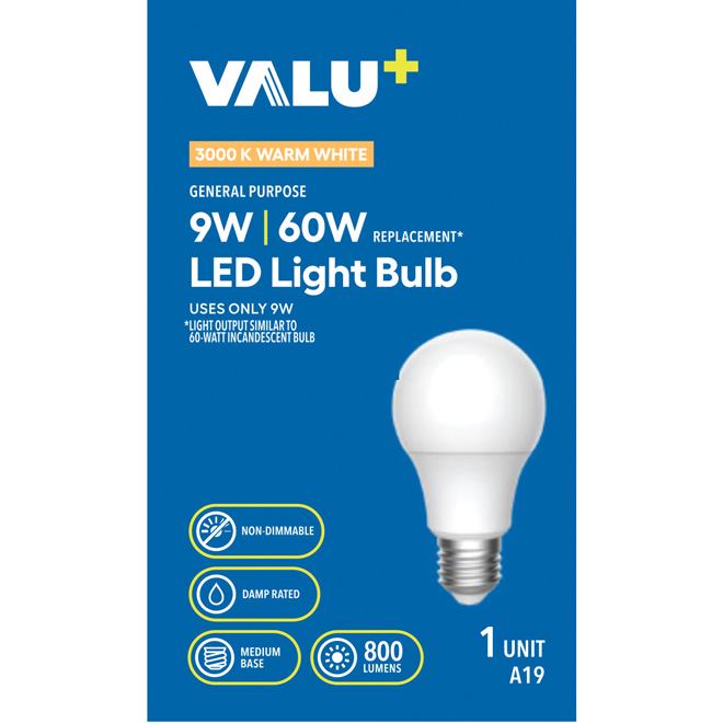 VALU+ 60-W LED Bulb with Medium Base - Soft White