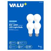 VALU+ 4-Pack A19 Medium Base Daylight Light 60W Dimmable LED Bulb