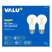 VALU+ 2-Pack A19 Medium Base Soft White 60W Dimmable LED Bulb
