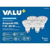 Ampoule DEL PAR20 VALU+ pour projecteur d'extérieur 50 W à intensité non variable, lumière du jour, paquet de 4