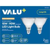 VALU+ LED Light Bulb PAR38 90 W for Dimmable Outdoor Floodlight - Warm White - Pack of 2