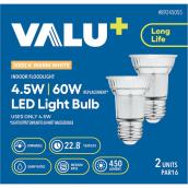 VALU+ LED Light Bulb PAR16 60 W for Dimmable Indoor Floodlight - Warm White - Pack of 2