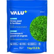 VALU+ All Purpose Grass Seed and Fertilizer 2-5-2 - 1-kg Bag