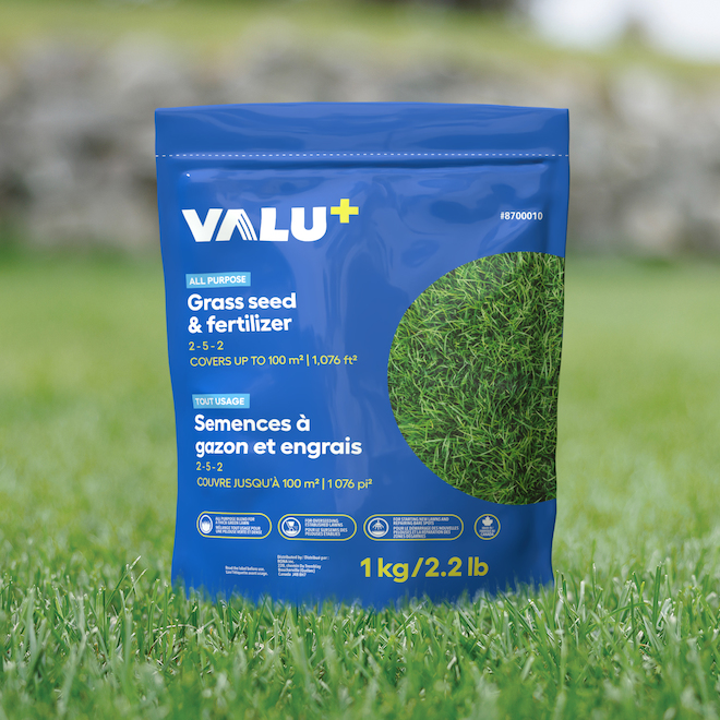VALU+ All Purpose Grass Seed and Fertilizer 2-5-2 - 1-kg Bag