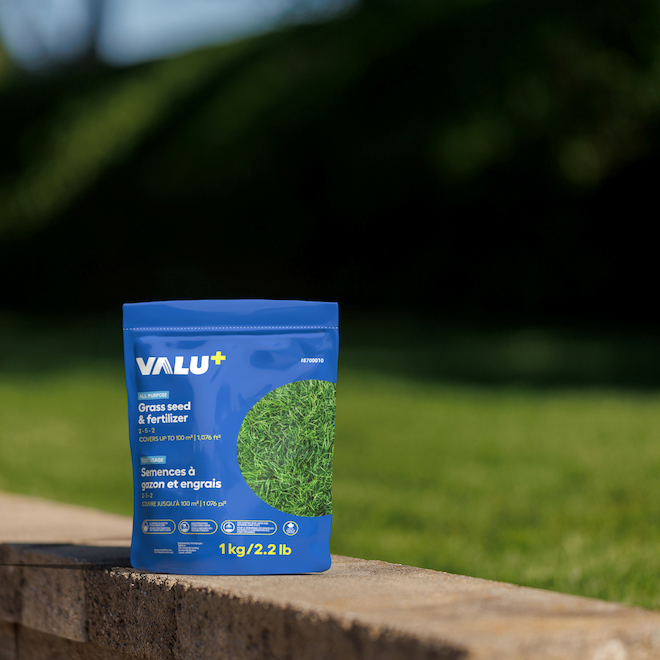 VALU+ All Purpose Grass Seed and Fertilizer 2-5-2 - 1-kg Bag
