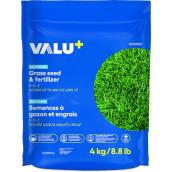 VALU+ All Purpose Grass Seed and Fertilizer 2-5-2 - 4-kg Bag