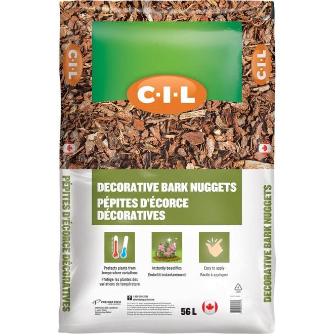 Pépites d'écorce décoratives naturelles CIL, sac de 56 L