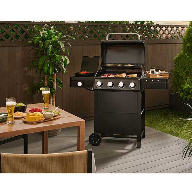 Barbecue au gaz propane LAFLAMME & CO à 4 brûleurs avec brûleur latéral, 41 000 BTU