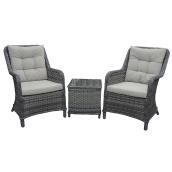 Bistro Set - Aluminum/Wicker - Grey - 2 Places