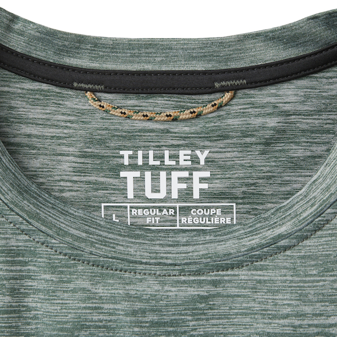 Chandail à manches courtes Tilley Tuff pour homme en nylon vert extensible, moyen