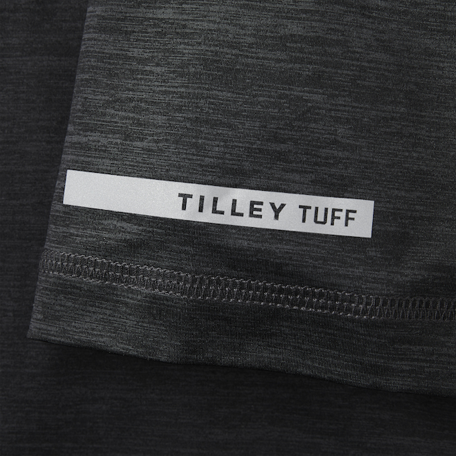 Chandail à manches courtes Tilley Tuff pour homme en nylon gris foncé extensible, petit