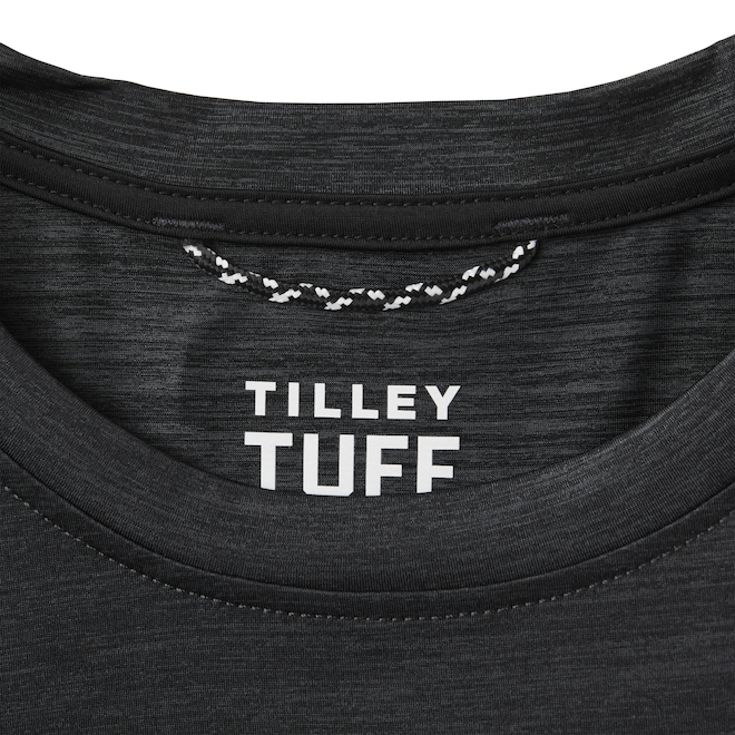 Chandail à manches courtes Tilley Tuff pour homme en nylon gris foncé extensible, petit