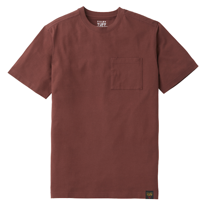 Tilley Tuff Legacy Men's T-Shirt with Pocket in Maroon Cotton - Small