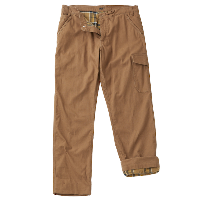 Tilley Tuff Utility Pant in Flannel-Lined Cotton for Men with 7 Pockets 42 x 32 - Sand