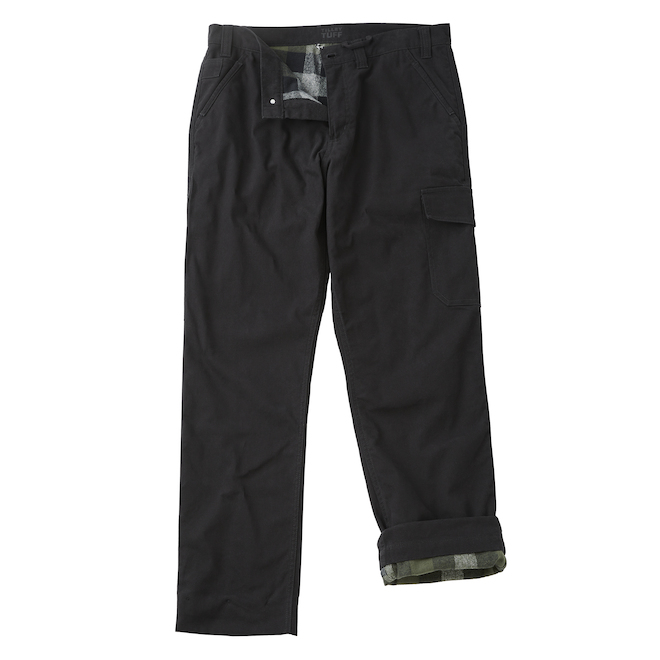 Tilley Tuff Utility Pant in Flannel-Lined Cotton for Men with 7 Pockets 42 x 34 - Black