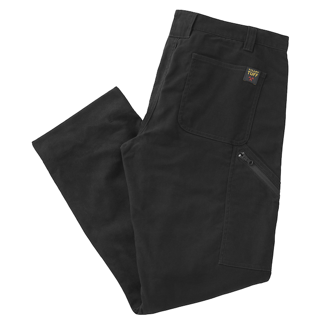 Tilley Tuff Utility Pant in Flannel-Lined Cotton for Men with 7 Pockets 44 x 32 - Black