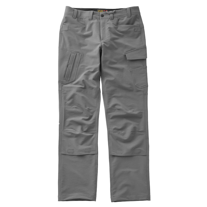 Pantalon Tech Shield Tilley Tuff pour hommes en tissu à coquille souple avec 8 poches 38 x 34, gris