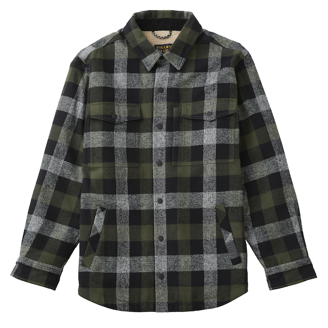 Tilley Tuff Lined Work Jacket for Men in Flannel Green Plaid - Small