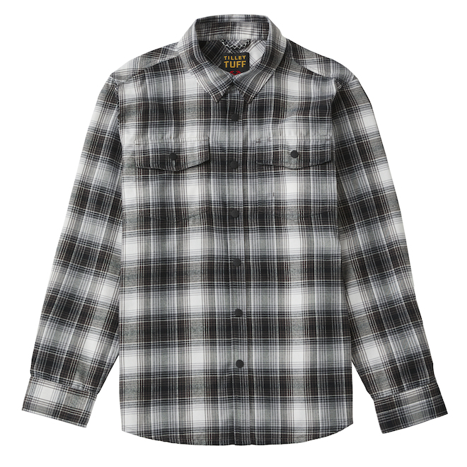 Tilley Tuff Flannel Button-Down Work Shirt for Men in Brown Plaid - Small