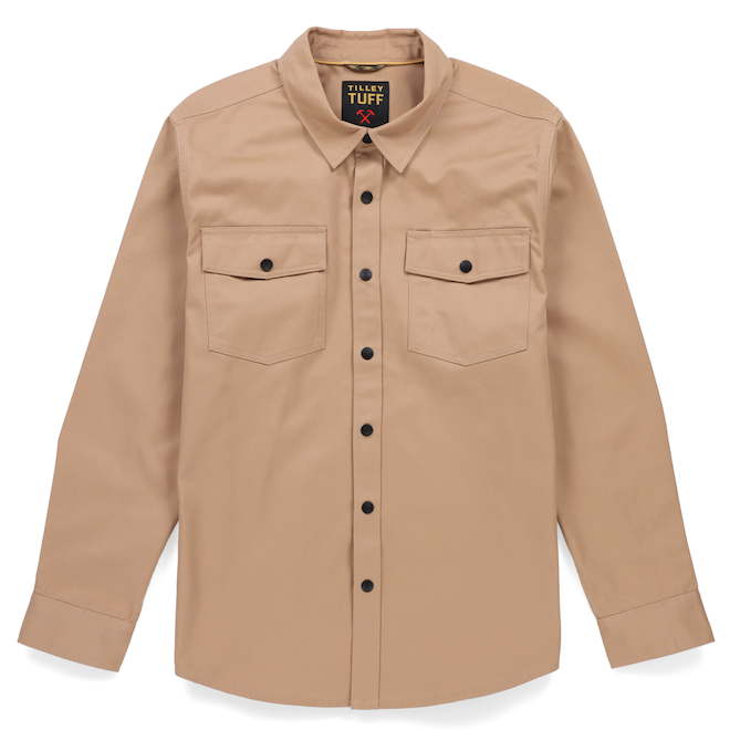 Tilley Tuff Button-Down Work Shirt for Men in Sand Cotton/Polyester - Large