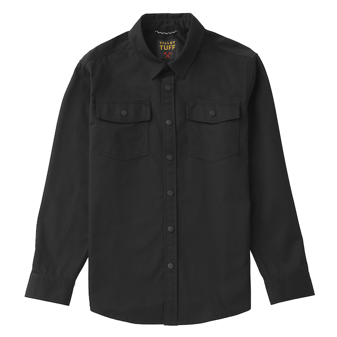 Tilley Tuff Button-Down Work Shirt for Men in Black Cotton/Polyester - Medium