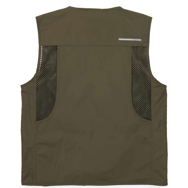 Veste sans manches utilitaire Tilley Tuff pour homme en polyester olive avec 6 poches, moyen