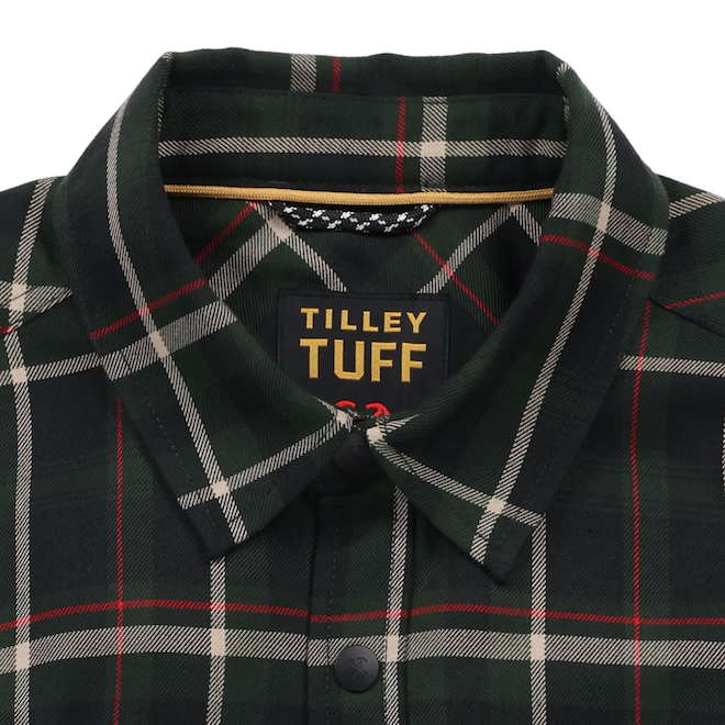 Tilley Tuff Long-Sleeve Work Shirt for Men in Plaid Dark Green Cotton - Small