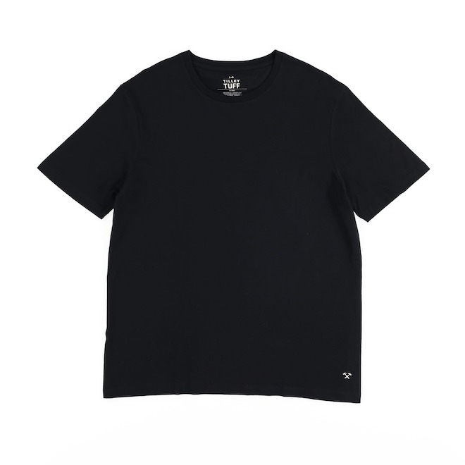 Tilley Tuff Crew Neck T-Shirts in Black Cotton - Small - 4/Pack