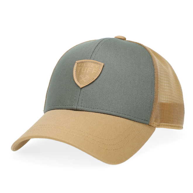 Tilley Tuff Baseball Cap for Men in Green/Tan Cotton for Men with Back Mesh and Logo - Large/X-Large