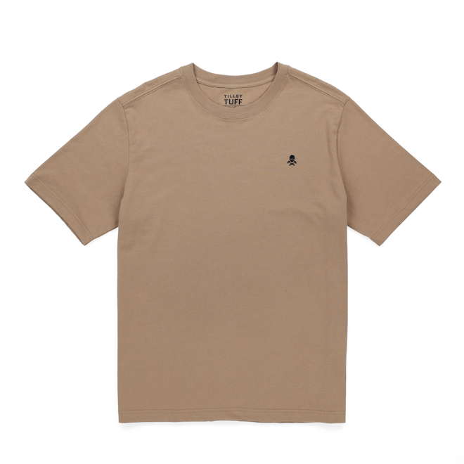 Tilley Tuff T-Shirt for Men in Sepia Cotton with Logo - Medium
