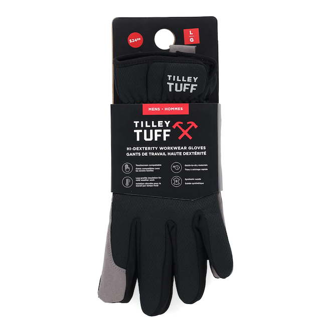 Tilley Tuff  Workwear Gloves Hi-Dexterity for Men in Black Polyester - Large