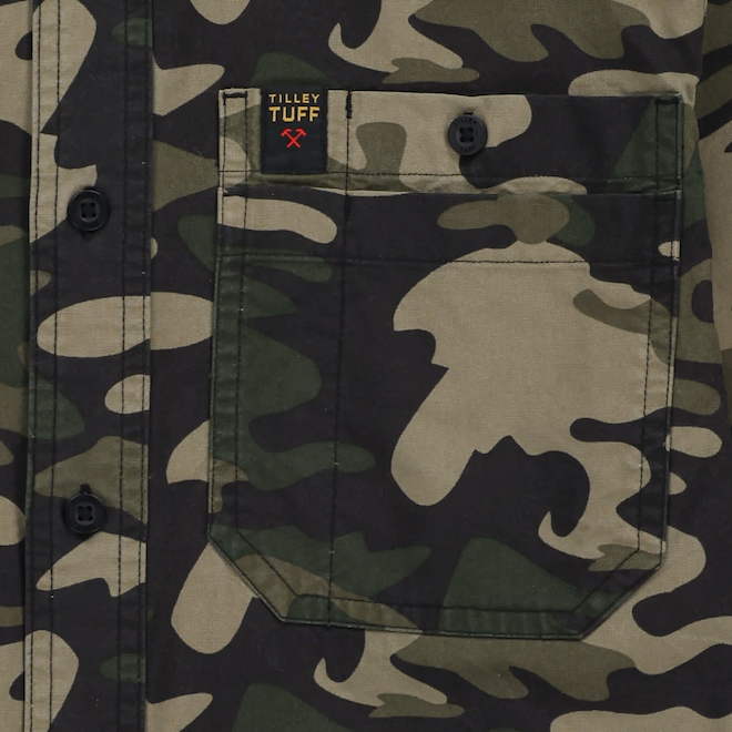 Tilley Tuff Short-Sleeve Work Shirt for Men in Camouflage Olive Cotton - X-Large