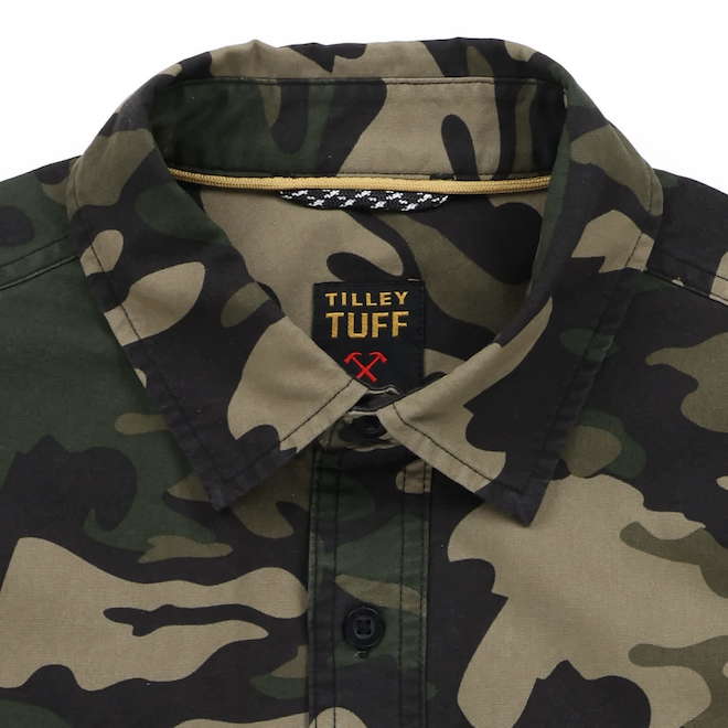 Tilley Tuff Short-Sleeve Work Shirt for Men in Camouflage Olive Cotton - X-Large