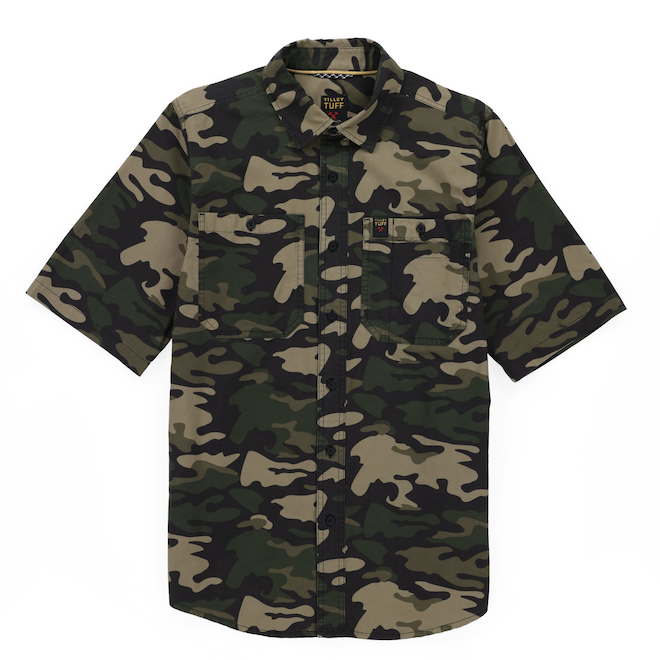 Tilley Tuff Short-Sleeve Work Shirt for Men in Camouflage Olive Cotton - 2X-Large