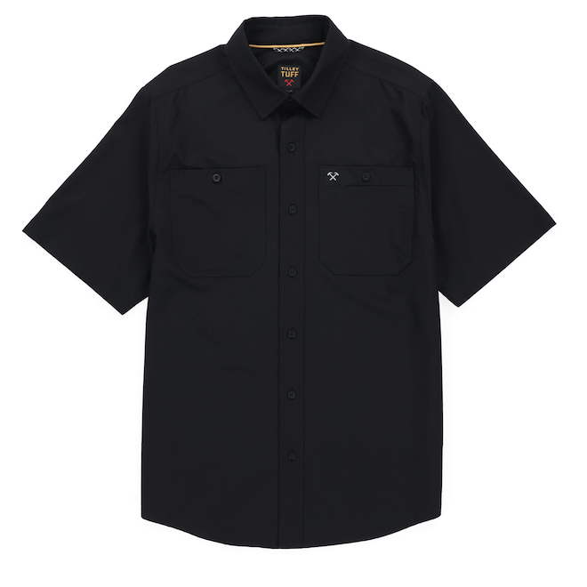 Tilley Tuff Short Sleeve Work Shirt for Men in Black Polyester with 2 Pockets - Small