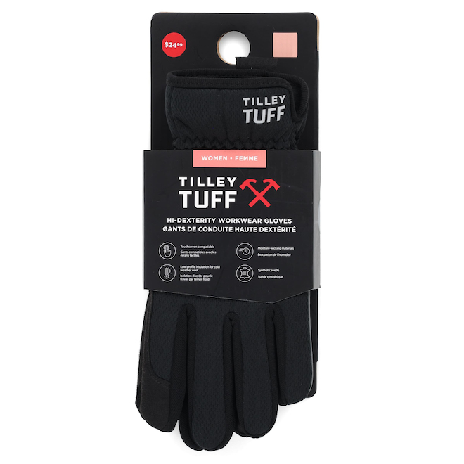Tilley Tuff  Workwear Gloves Hi-Dexterity for Women in Black Polyester - Small