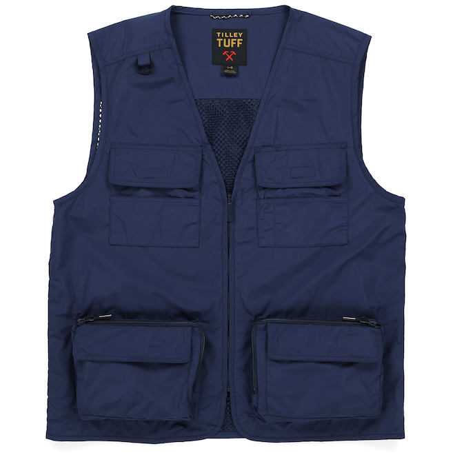 Tilley Tuff Sleeveless Utility Vest in Blue Polyester with 6 Pockets - 3X-Large