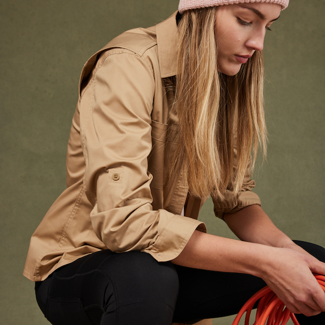 Tilley Tuff Long-Sleeve Work Shirt for Women in Sand Polyester - 2X-Large