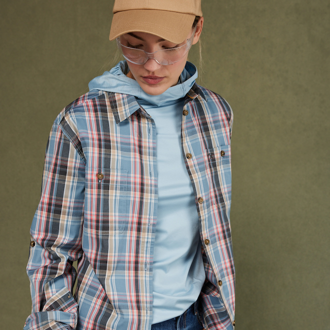 Tilley Tuff Long-Sleeve Work Shirt for Women in Blue Polyester - Medium