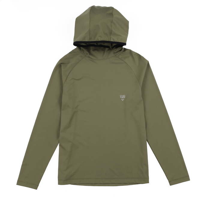 Chandail à capuchon Tilley Tuff pour femme protection solaire en nylon olive, moyen