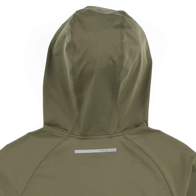 Chandail à capuchon Tilley Tuff pour femme protection solaire en nylon olive, moyen