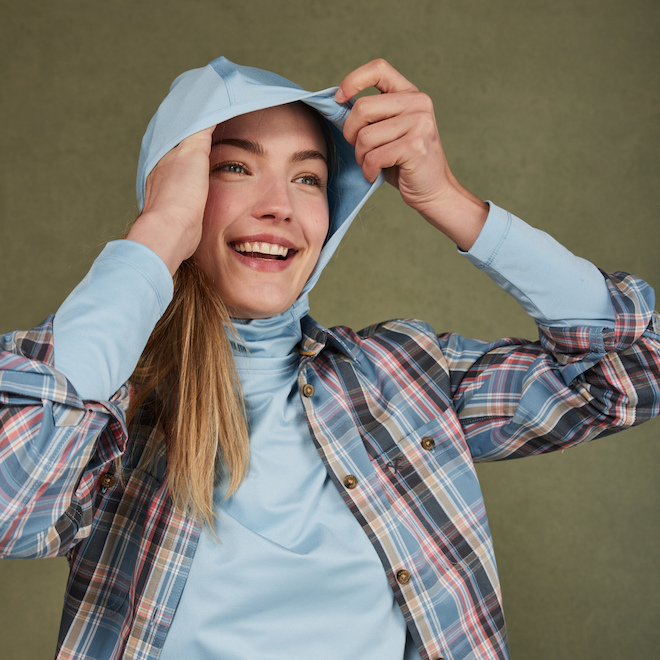 Tilley Tuff Hoodie Sweater for Women Sun Protection in Blue Nylon - Small