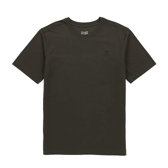 T-shirt à manches courtes Tilley Tuff pour homme en coton olive foncé avec logo, très grand