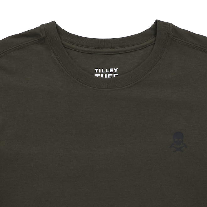 T-shirt à manches courtes Tilley Tuff pour homme en coton olive foncé avec logo, très grand