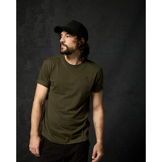 T-shirt à manches courtes Tilley Tuff pour homme en coton olive foncé avec logo, très grand