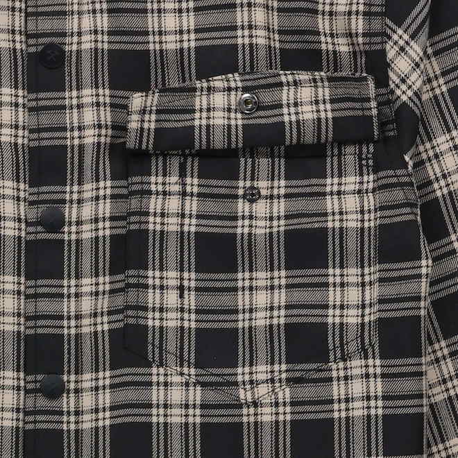 Tilley Tuff Work Shirt for Men with Chest Pockets in Black Plaid Twill - 3X-Large