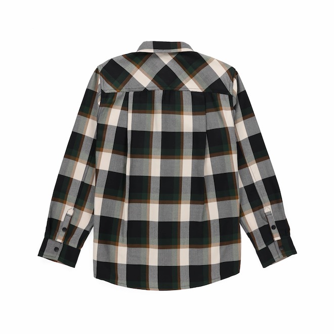 Tilley Tuff Work Shirt for Men with Chest Pockets in Green and Greige Plaid Twill - Medium