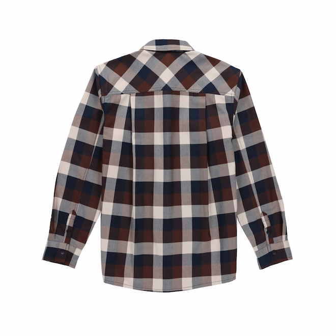 Tilley Tuff Work Shirt for Men with Chest Pockets in Navy and Greige Plaid Twill - 2X-Large