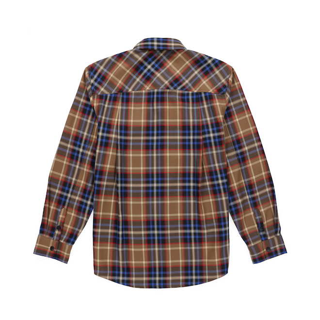 Tilley Tuff Work Shirt for Men with Chest Pockets in Tan Plaid Twill - Large